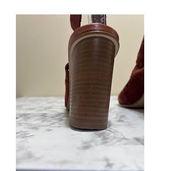 Topshop Nuvo Lasercut Suede Leather Sandal 39/8 Block Heel Open Toe Autuminal - Picture 8 of 8